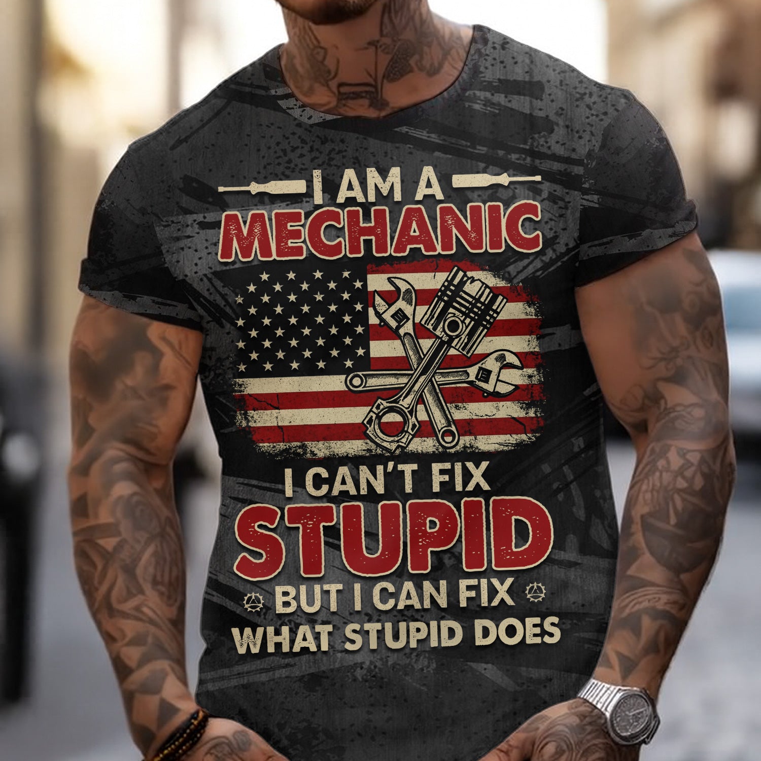 I Am A Mechanic Shirt, Funny Auto Repair Shirt, I Can’t Fix Stupid But I Can Fix What Stupid Does, Garage Workwear Gift for Men