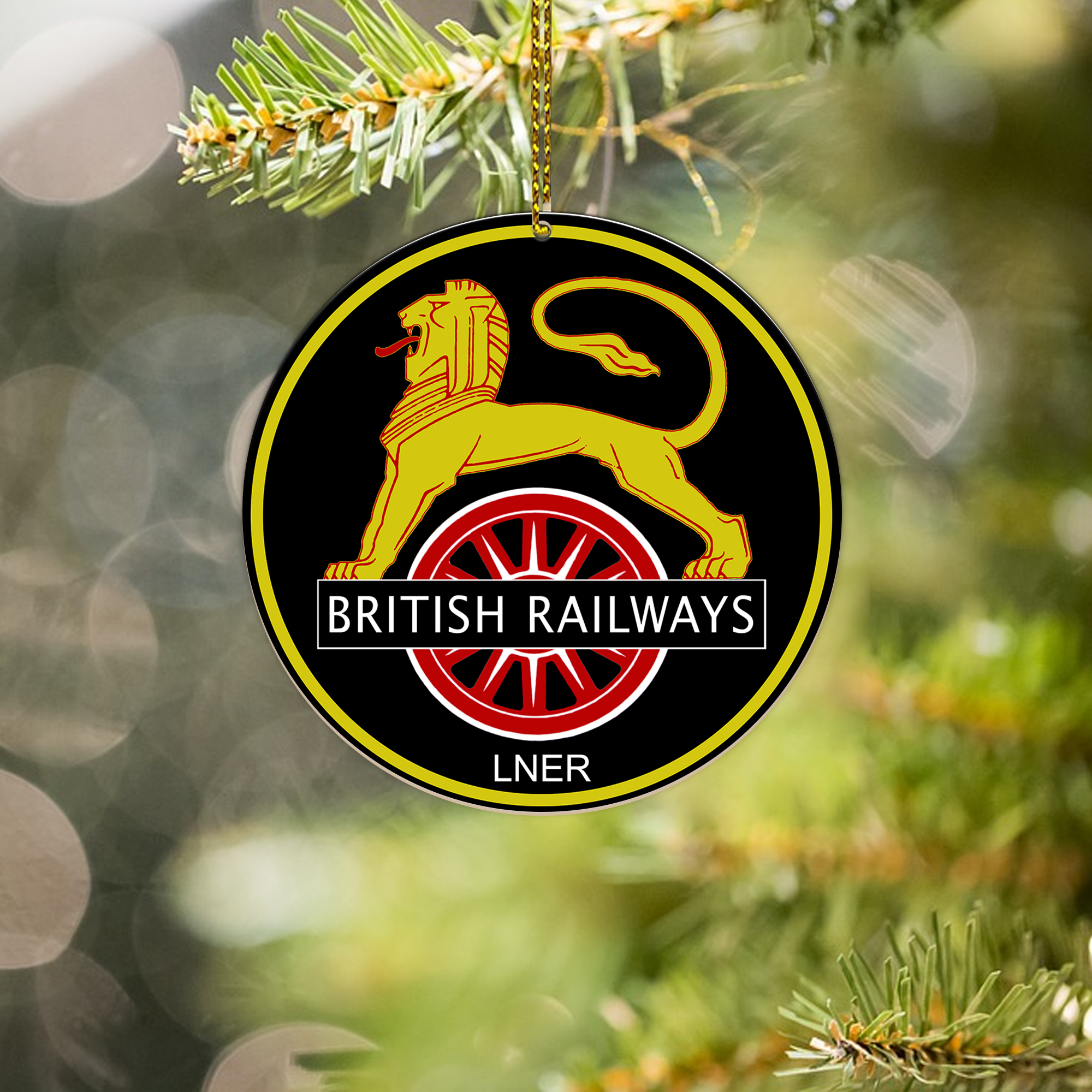 British Railways Ornament, Vintage Train Logo Christmas Decoration for Railway Fans, Train Lover Gift Holiday