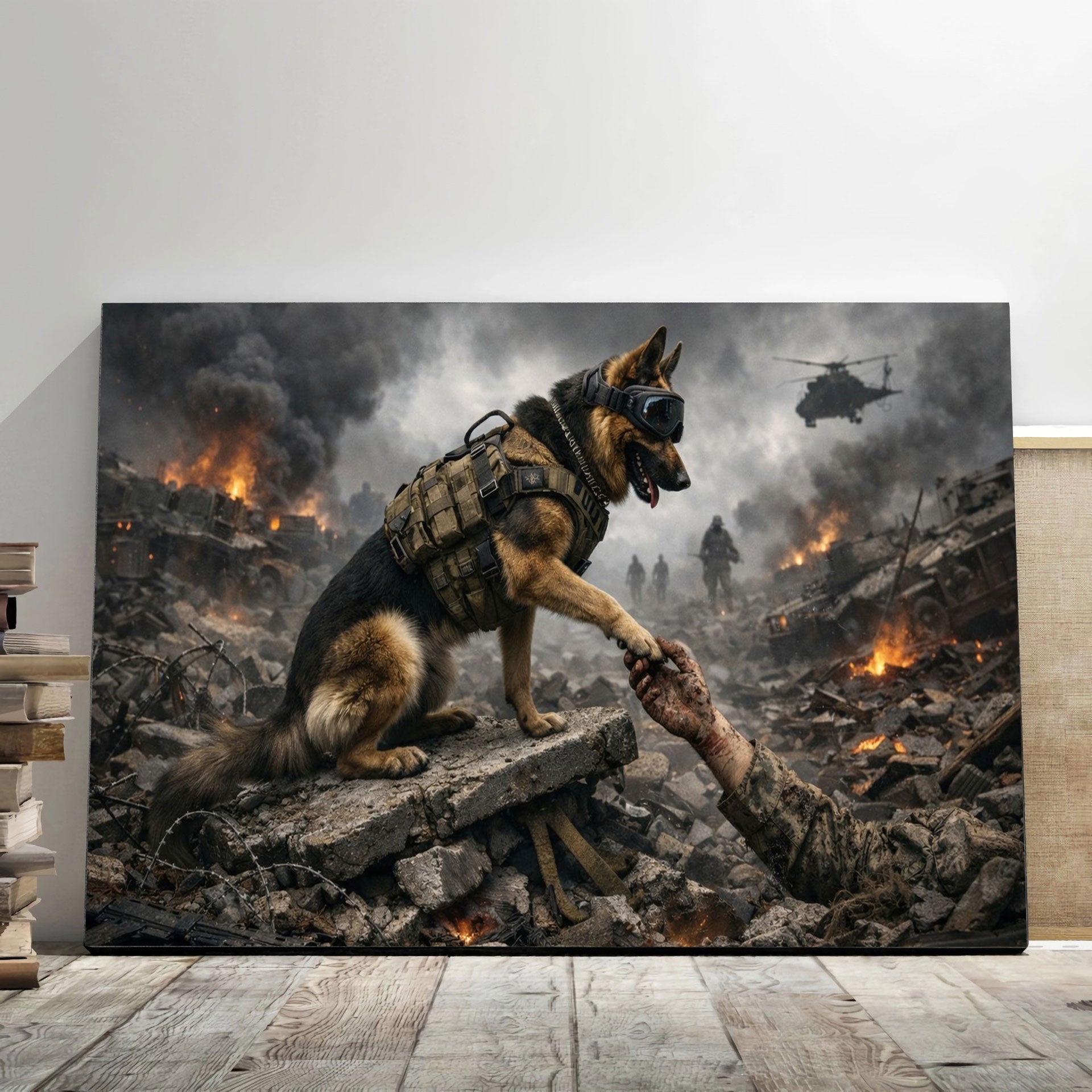 Heroes Among Us Canvas Military Dog Save Our Hero Canvas Wall Art, Military Wall Art for Veterans, Home Decor Gift Idea