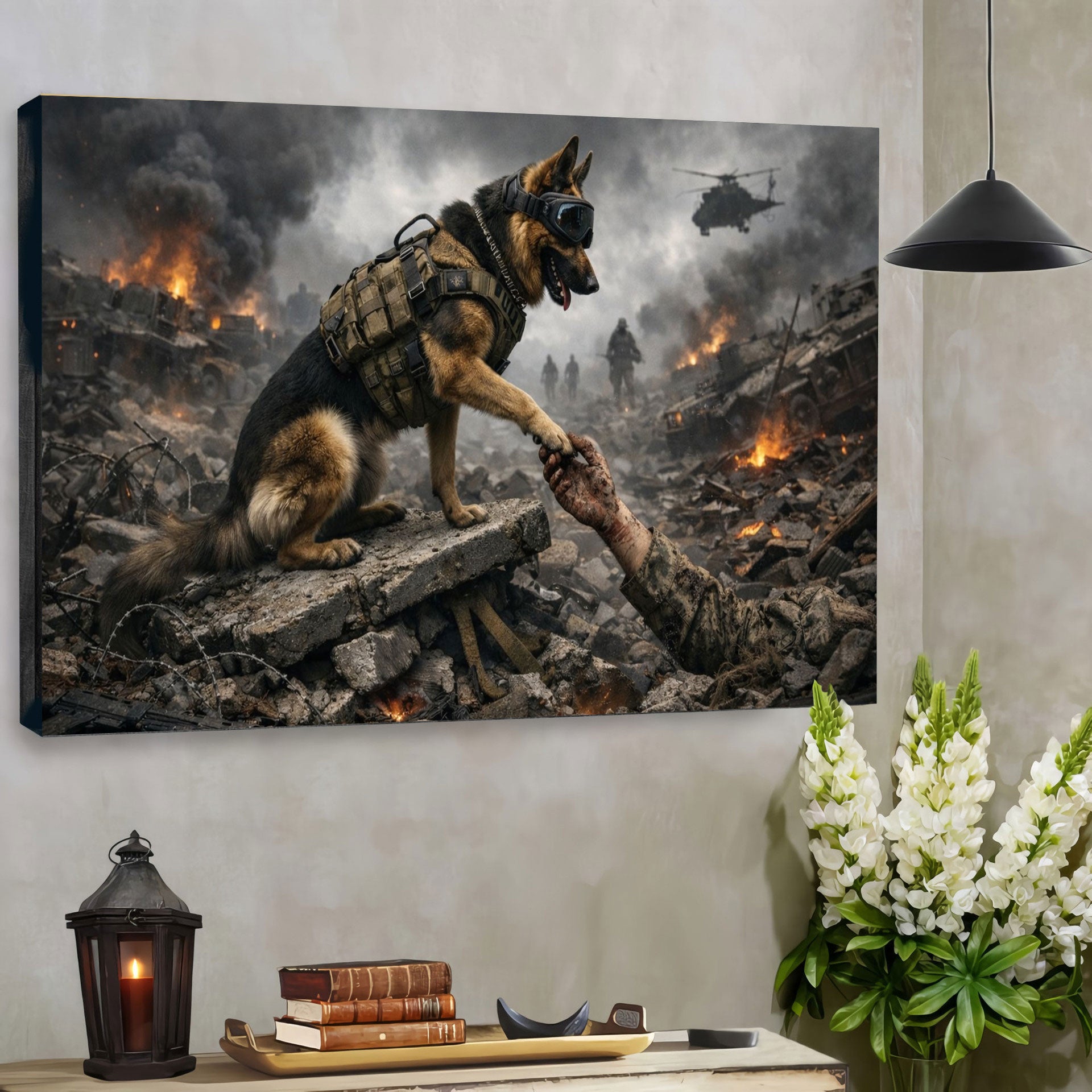 Heroes Among Us Canvas Military Dog Save Our Hero Canvas Wall Art, Military Wall Art for Veterans, Home Decor Gift Idea