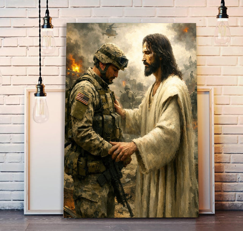 Jesus Soldiers Canvas Wall Art, Christian Military Canvas for Veterans & Faith Home Decor Gift For Veteran
