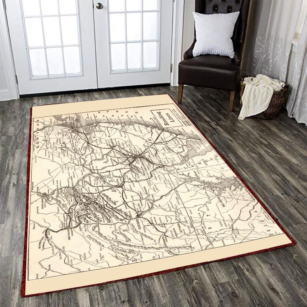 Railspirit Reading Area Rug Reading Line Map Railroad Rug Gift Idea For Train Lovers