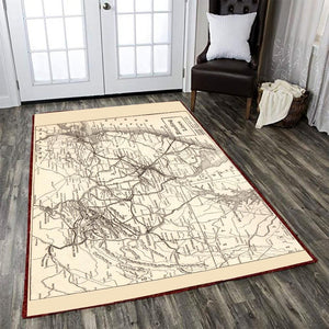 Railspirit Reading Area Rug Reading Line Map Railroad Rug Gift Idea For Train Lovers