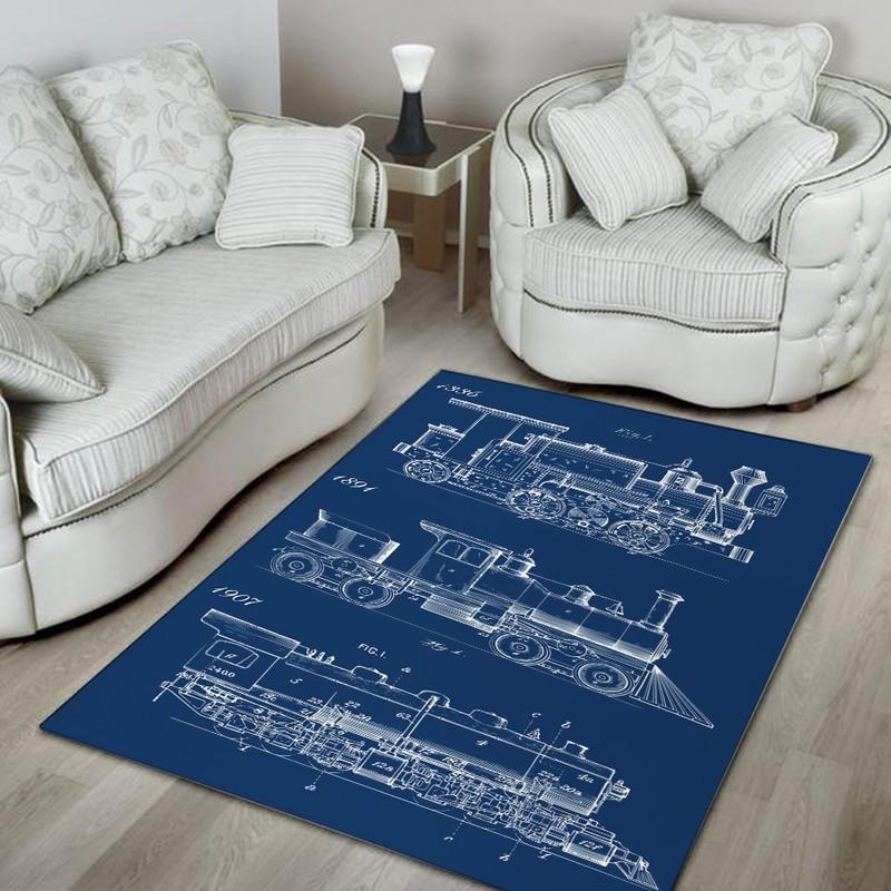Railspirit Locomotive Area Rug Locomotive Steam Engine Pattern Gift Idea For Train Lovers