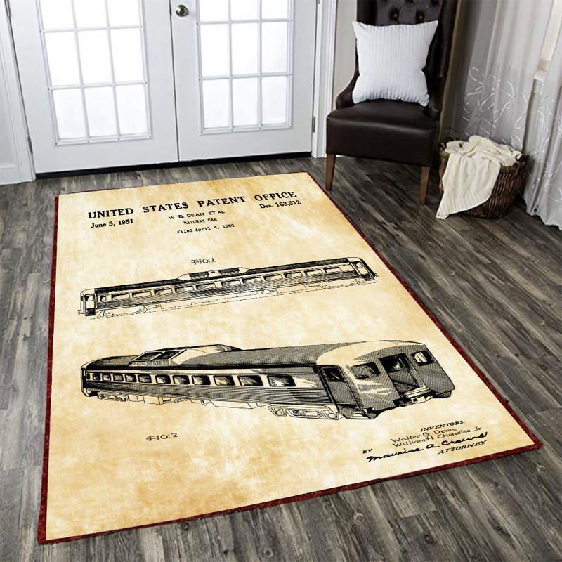 Railspirit Locomotive Area Rug Locomotive US Patent Office Railway Railroad Gift Idea For Train Lovers