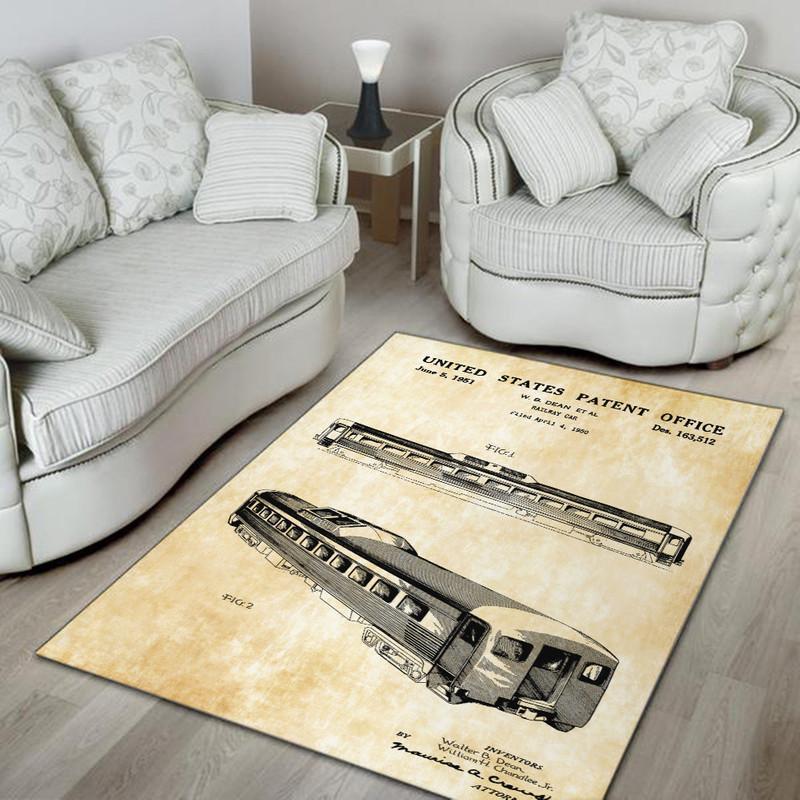 Railspirit Locomotive Area Rug Locomotive US Patent Office Railway Railroad Gift Idea For Train Lovers