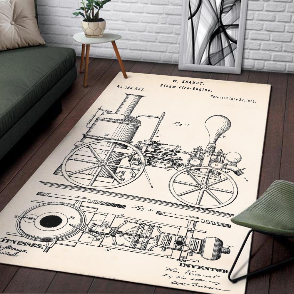 Railspirit Locomotive Area Rug Locomotive Steam Fire Engine Railway Railroad Gift Idea For Train Lovers