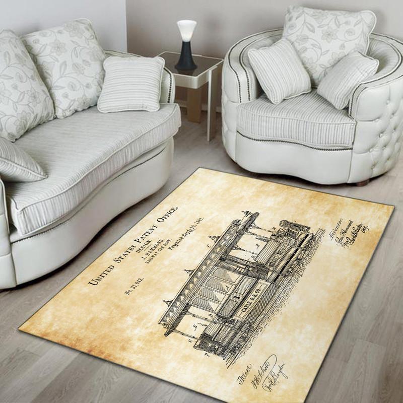 Railspirit Locomotive Area Rug Locomotive Railway United States Patent Offfice Railroad Rug Gift Idea For Train Lovers