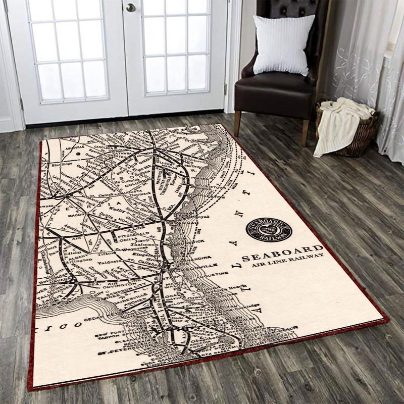 Railspirit Seaboard Area Rug Antique Seaboard Airline Railway Map Vintage Railroad Map Gift Idea For Train Lovers