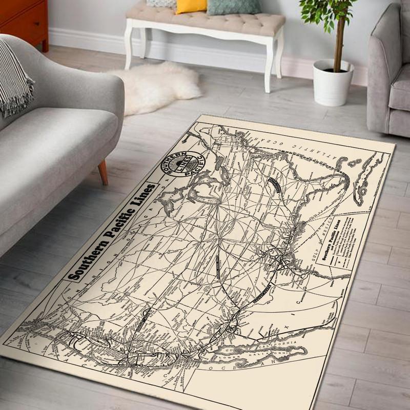 Railspirit Southern Area Rug Antique Southern Pacific Railroad Map Sp Railroad Map Gift Idea For Train Lovers