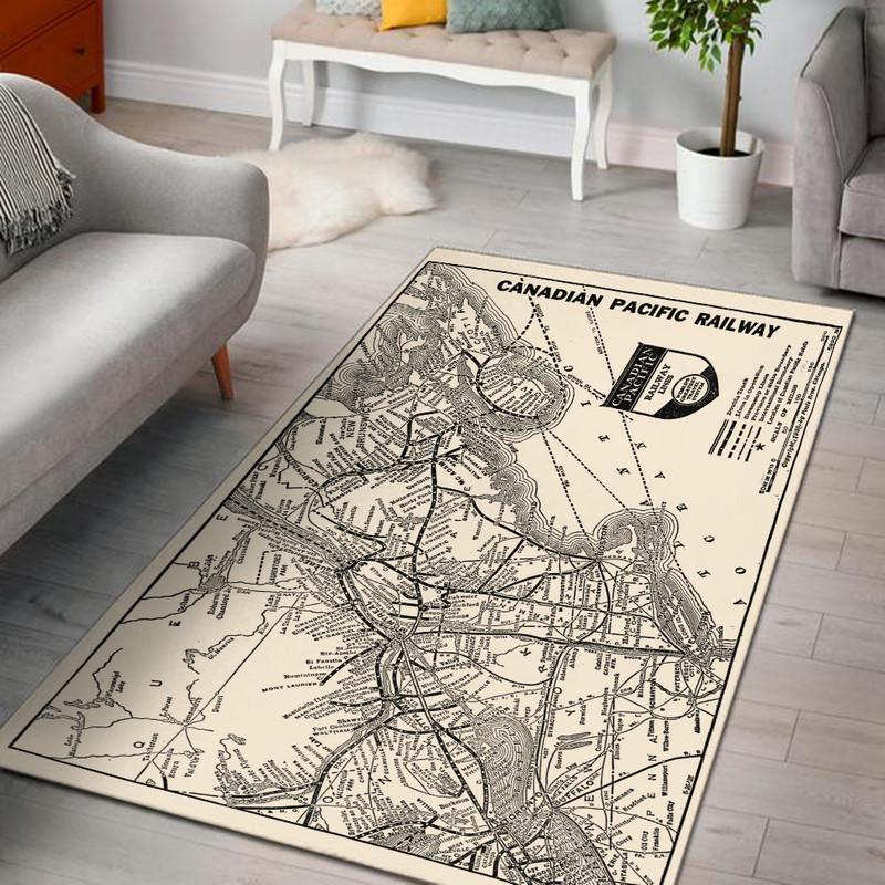 Railspirit Canadian Area Rug Antique Canadian Pacific Railroad Map Vintage Grand Trunk Railway Map Gift Idea For Train Lovers