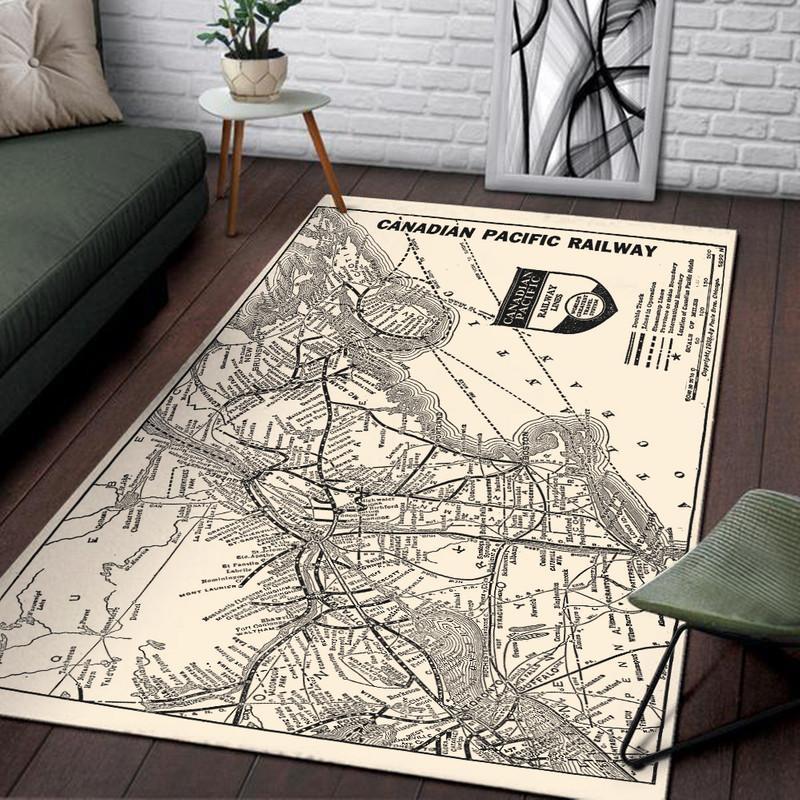Railspirit Canadian Area Rug Antique Canadian Pacific Railroad Map Vintage Grand Trunk Railway Map Gift Idea For Train Lovers