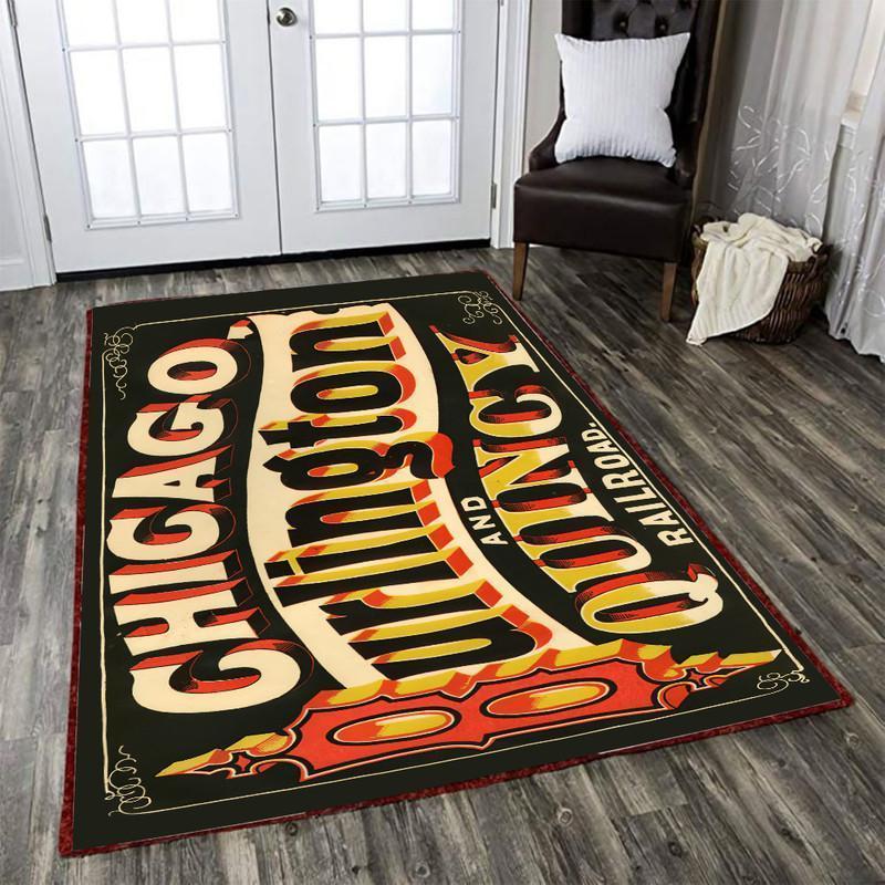 Railspirit Chicago Area Rug Chicago Burlington And Quincy Railroad Gift Idea For Train Lovers