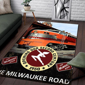 Railspirit Milwaukee Railroad Area Rug Opening Our Second Century 1950 Rug Gift Idea For Train Lovers