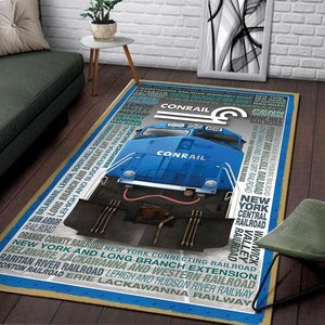 Railspirit Conrail Railroad Area Rug New York Central Railroad Blue Rug Gift Idea For Train Lovers