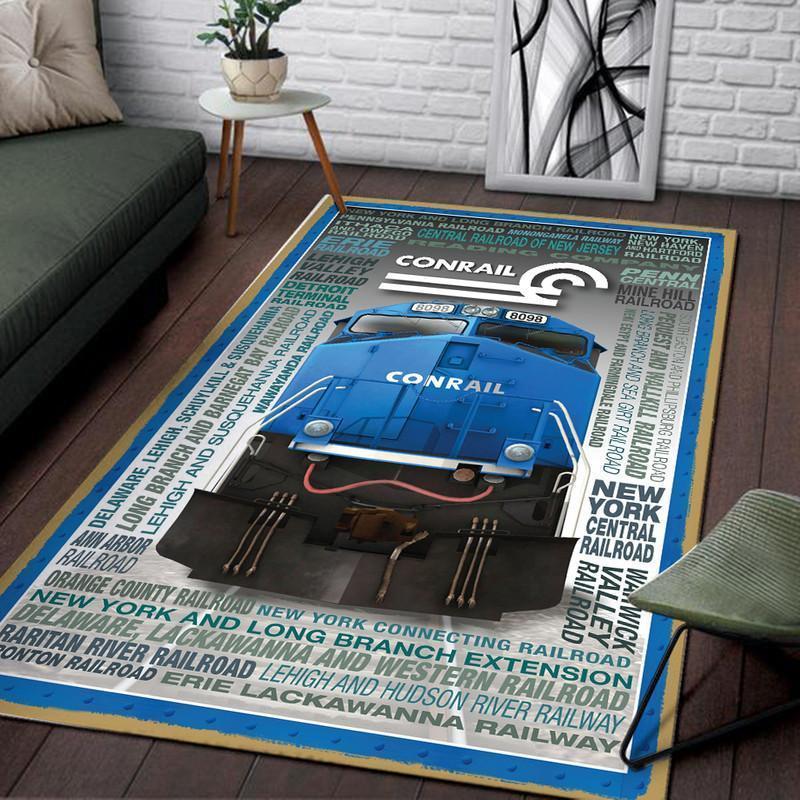 Railspirit Conrail Railroad Area Rug New York Central Railroad Blue Rug Gift Idea For Train Lovers