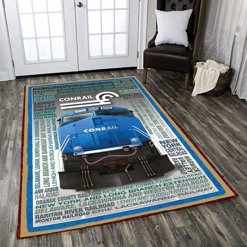 Railspirit Conrail Railroad Area Rug New York Central Railroad Blue Rug Gift Idea For Train Lovers