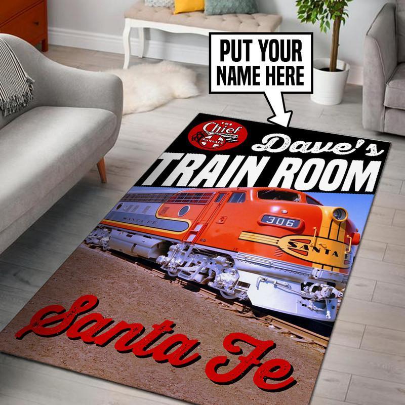 Railspirit Personalized Santa Fe Railway Area Rug Gift Idea For Train Lovers
