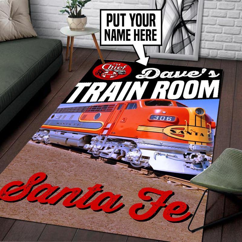 Railspirit Personalized Santa Fe Railway Area Rug Gift Idea For Train Lovers