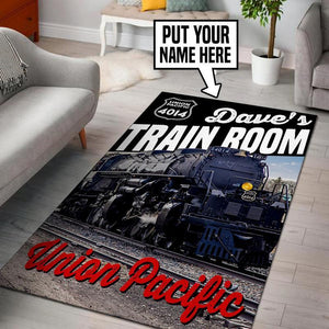 Railspirit Personalized Union Pacific Big Bog 4014 Railroad Area Rug Gift Idea For Train Lovers