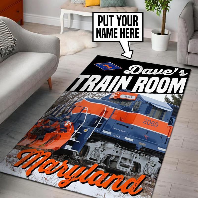 Railspirit Personalized Maryland Midland Railroad Area Rug Gift Idea For Train Lovers