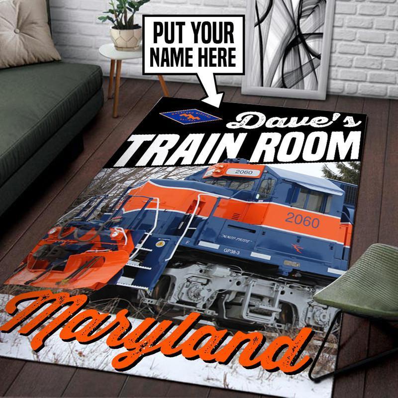 Railspirit Personalized Maryland Midland Railroad Area Rug Gift Idea For Train Lovers