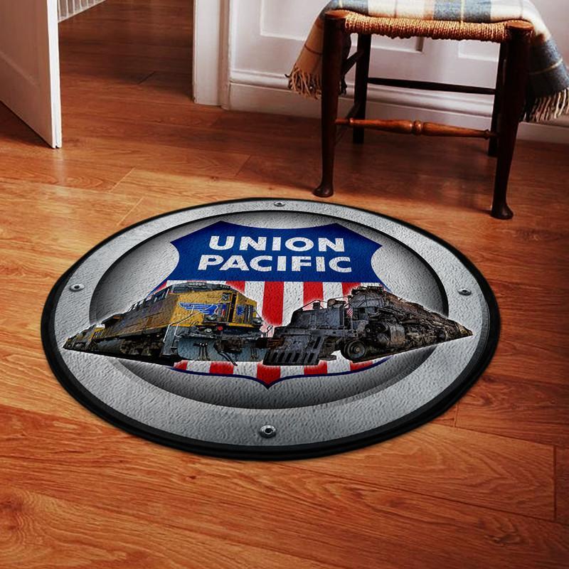 Railspirit Union Pacific Railroad Round Area Rug Gift Idea For Train Lovers