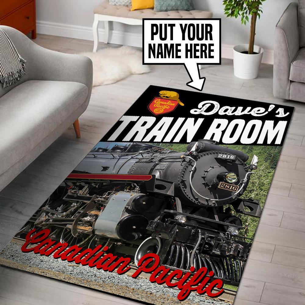 Railspirit Personalized Canadian Pacific Locomotive Railroad Area Rug Gift Idea For Train Lovers