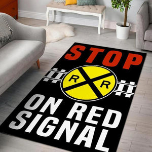 Railspirit Railway Stop On Red Signal Area Rug Gift Idea For Train Lovers