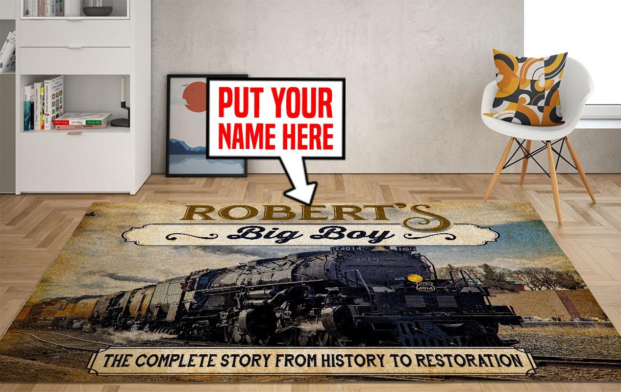 Railspirit Personalized Big Boys Train Room Area Rug Gift Idea For Train Lovers