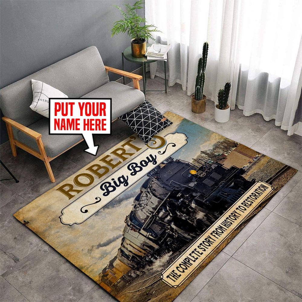 Railspirit Personalized Big Boys Train Room Area Rug Gift Idea For Train Lovers