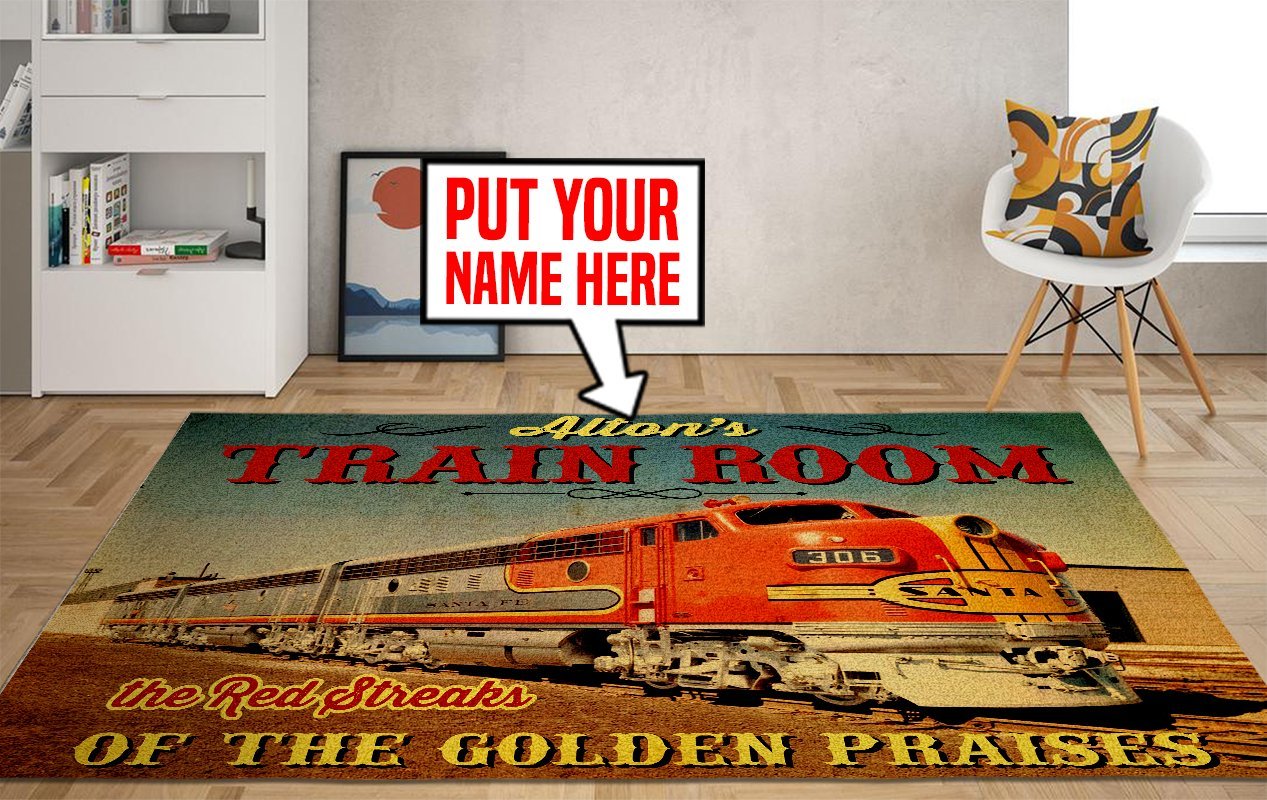 Railspirit Personalized Santa Fe Train Room Area Rug Gift Idea For Train Lovers