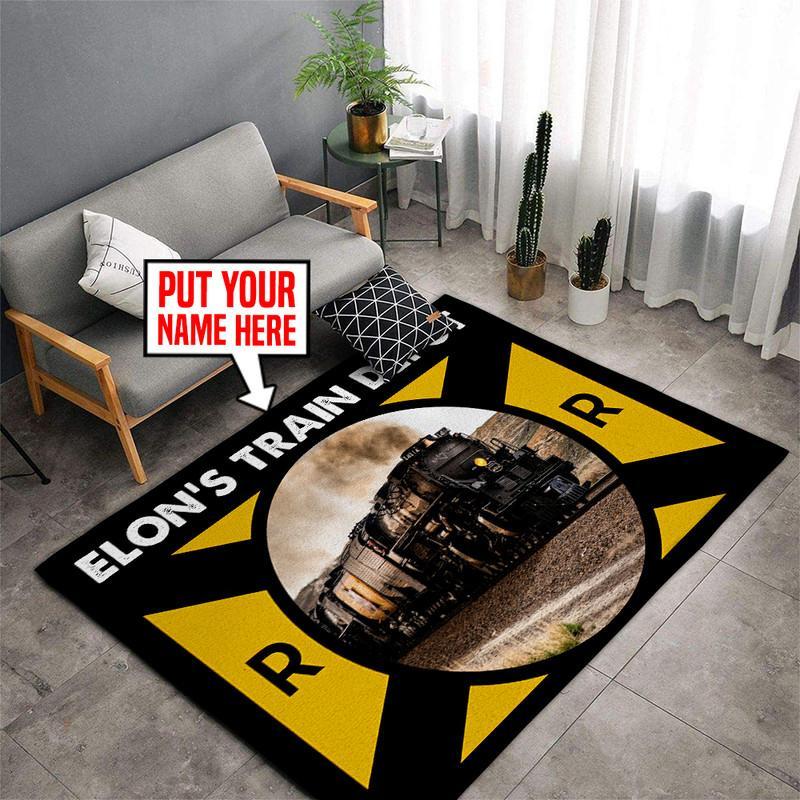 Railspirit Personalized Big Boy 4014 Railroad Area Rug Gift Idea For Train Lovers
