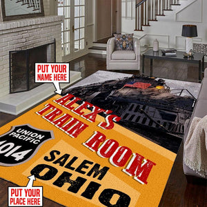 Railspirit Personalized Big Boy 4014 Railroad Area Rug Gift Idea For Train Lovers