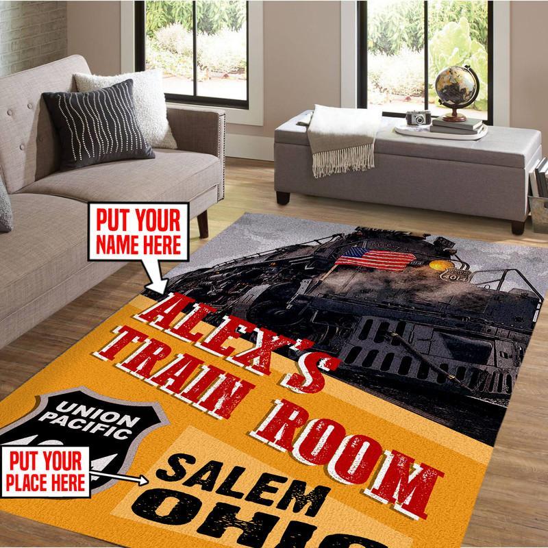 Railspirit Personalized Big Boy 4014 Railroad Area Rug Gift Idea For Train Lovers