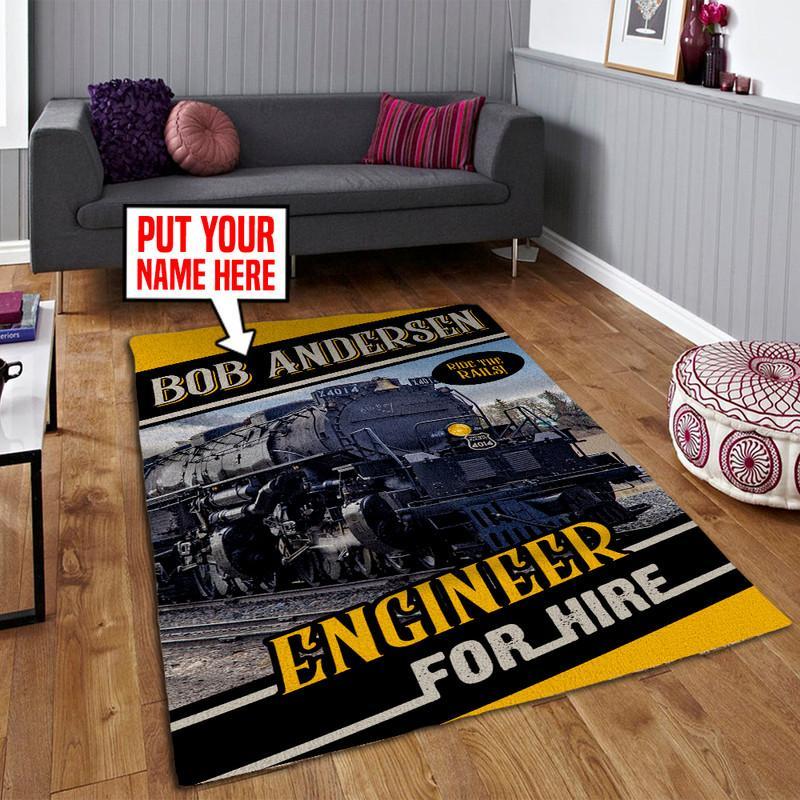 Railspirit Personalized Up Union Pacific Engineer Area Rug Gift Idea For Train Lovers