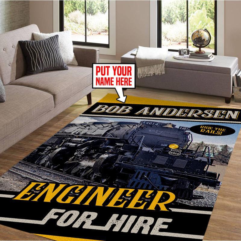 Railspirit Personalized Up Union Pacific Engineer Area Rug Gift Idea For Train Lovers
