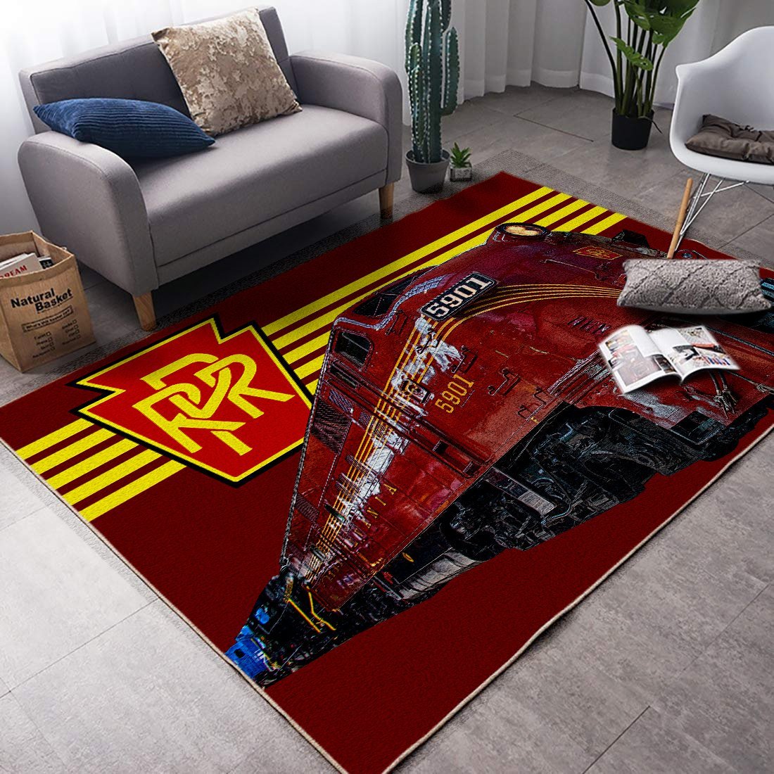 Railspirit Personalized Pennsylvania Railroad Area Rug Gift Idea For Train Lovers