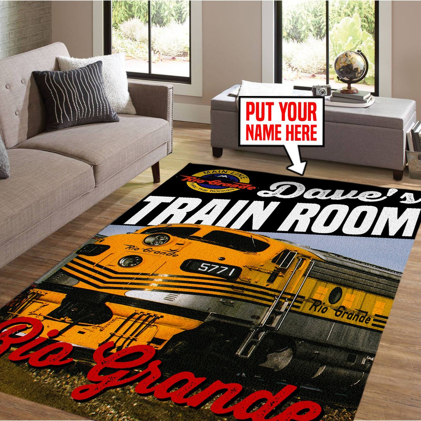 Railspirit Personalized Denver And Rio Grande Western Railroad Area Rug Gift Idea For Train Lovers