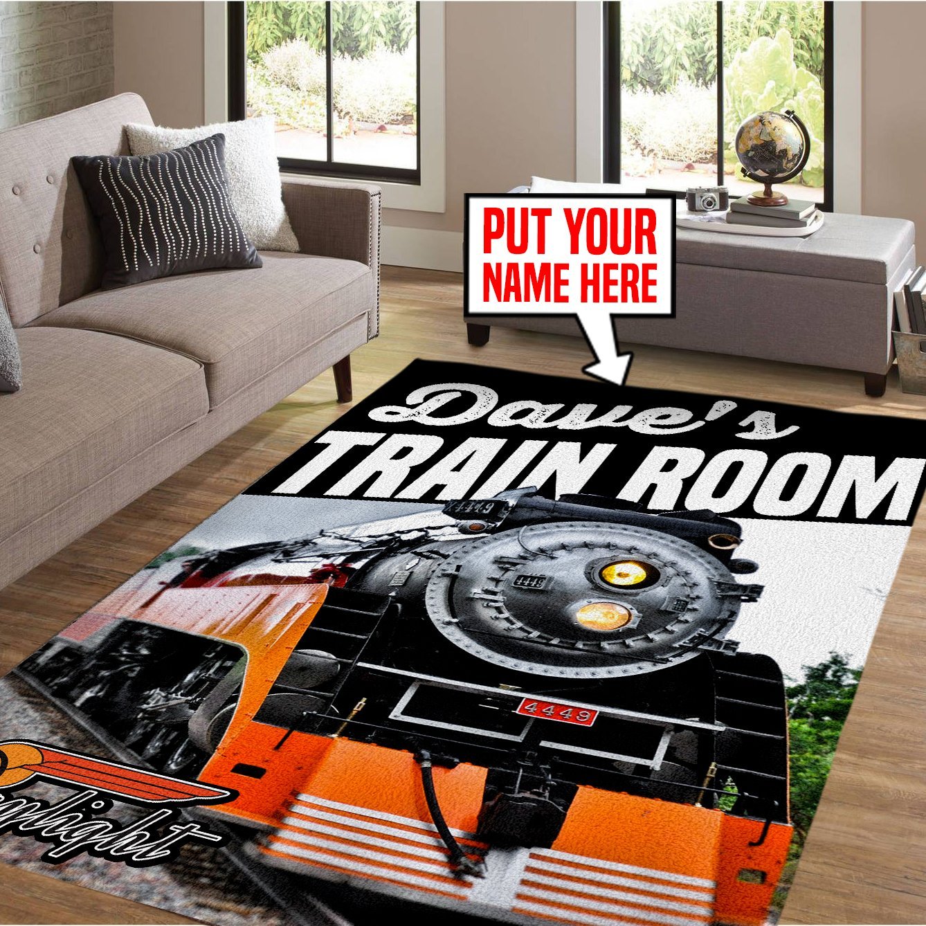 Railspirit Personalized Sp Southern Pacific Line Steam Locomotive The Coast Daylight Train Vintage Area Rug Gift Idea For Train Lovers