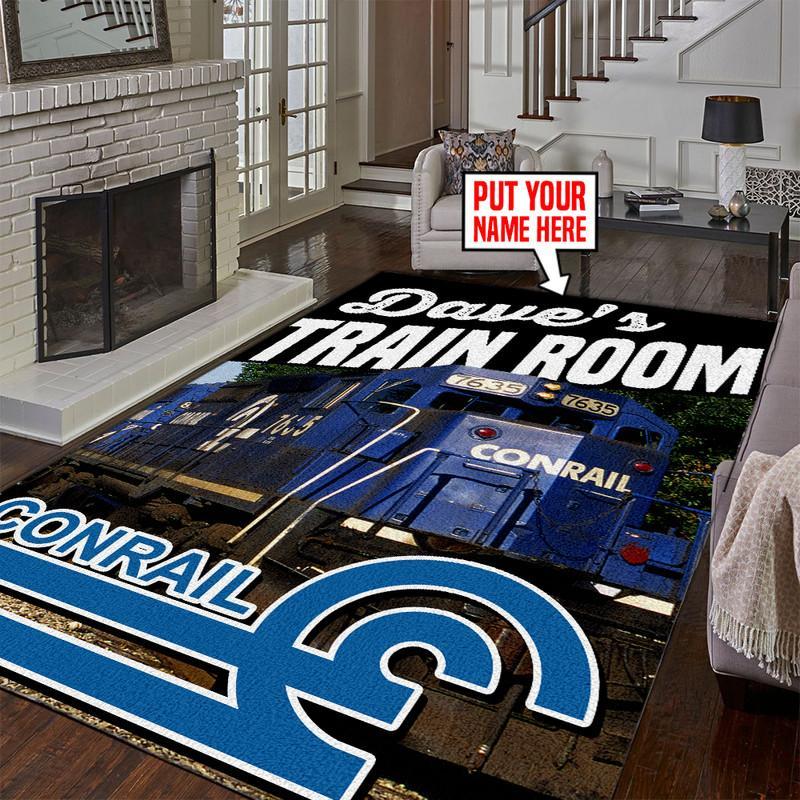 Railspirit Personalized Conrail Railroad Area Rug Gift Idea For Train Lovers