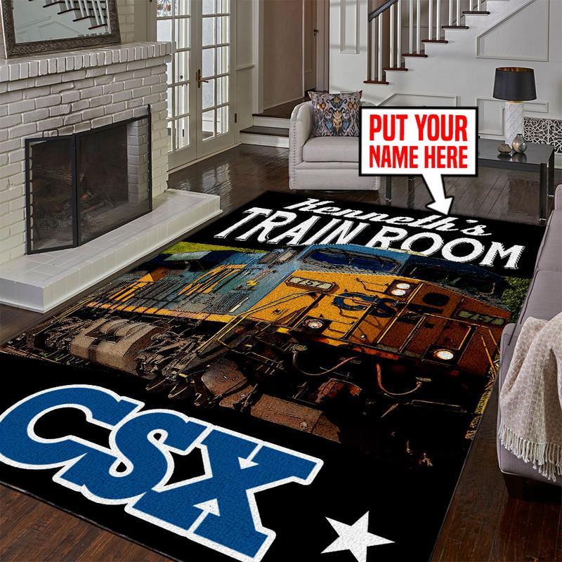 Railspirit Personalized Csx Railroad Area Rug Gift Idea For Train Lovers