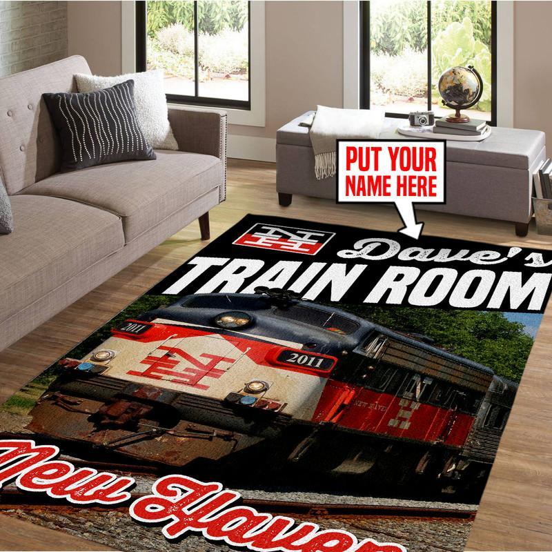 Railspirit Personalized New Hevan Train Room Area Rug Gift Idea For Train Lovers