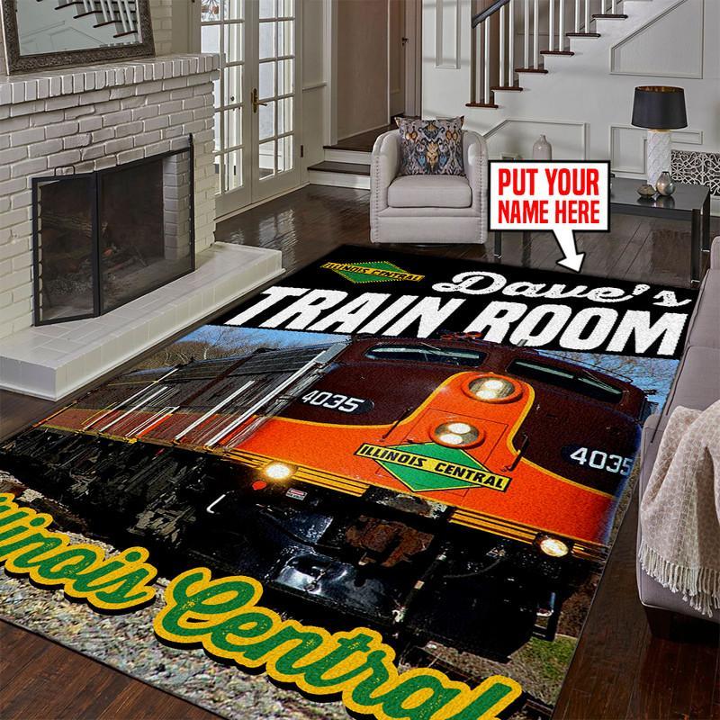 Railspirit Personalized Ic Illinois Central Railroad Area Rug Gift Idea For Train Lovers