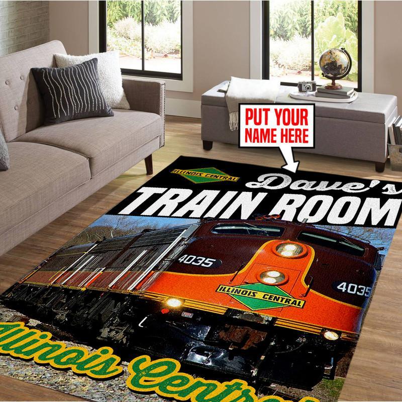 Railspirit Personalized Ic Illinois Central Railroad Area Rug Gift Idea For Train Lovers