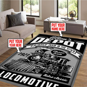 Railspirit Personalized Big Boys Train Room Railroad Area Rug Gift Idea For Train Lovers