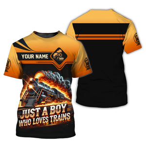 Railspirit Personalized Just A Boy Who Loves Trains, Train Lover T Shirt All Over Print