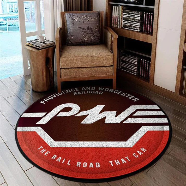 Railspirit Pnw Living Room Round Mat Providence & Worcester Railroad Circle Rug