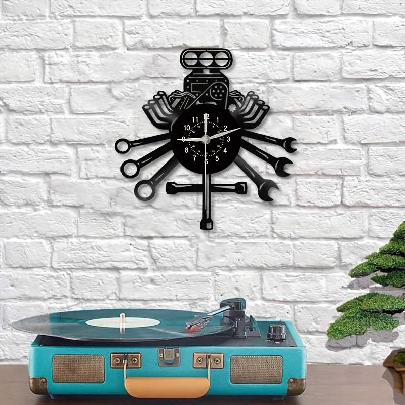 Personalized Mechanic Theme Vinyl Record Wall Clock Home Decor