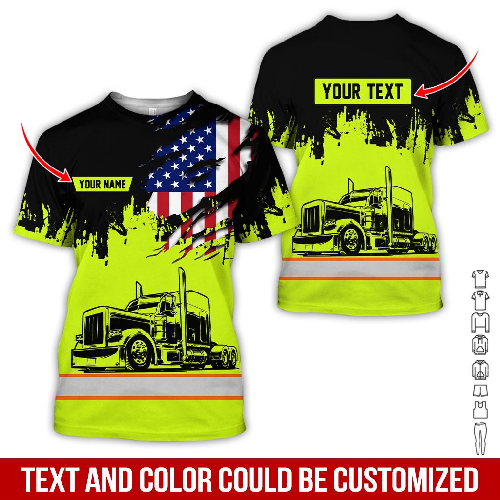Custom Name Truck Driver Uniform, Personalized Shirt, 3D Printed Graphics